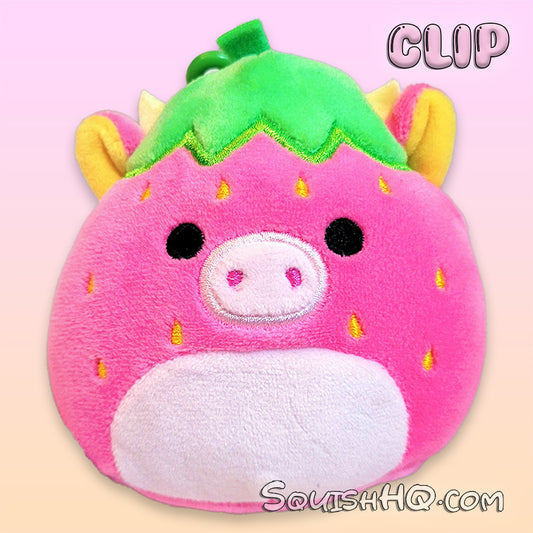 Squishmallows 3.5" Clip Cleary the Strawberry Cow