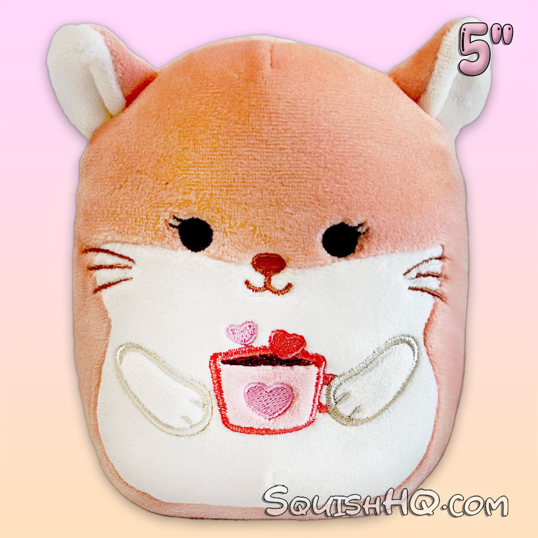 Squishmallows 5-Inch Erica the Chinchilla Heart Coffee