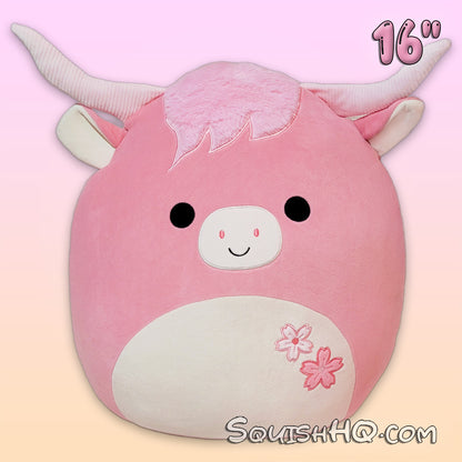 Squishmallows 16-Inch Fitzwilliam the Bull with Sakura Flowers