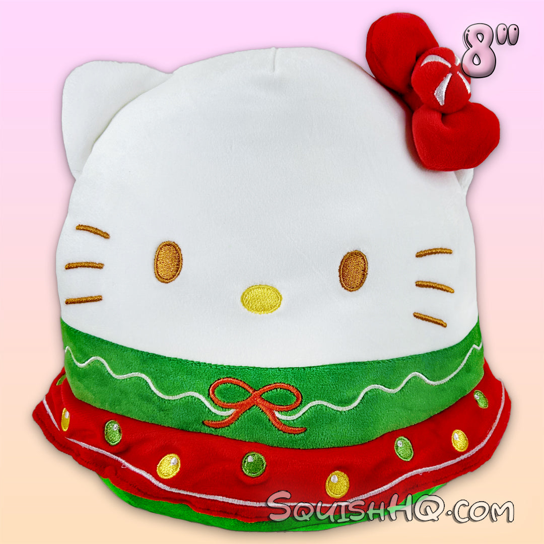 Squishmallows 8-Inch Sanrio Christmas Hello Kitty in Ornament Skirt