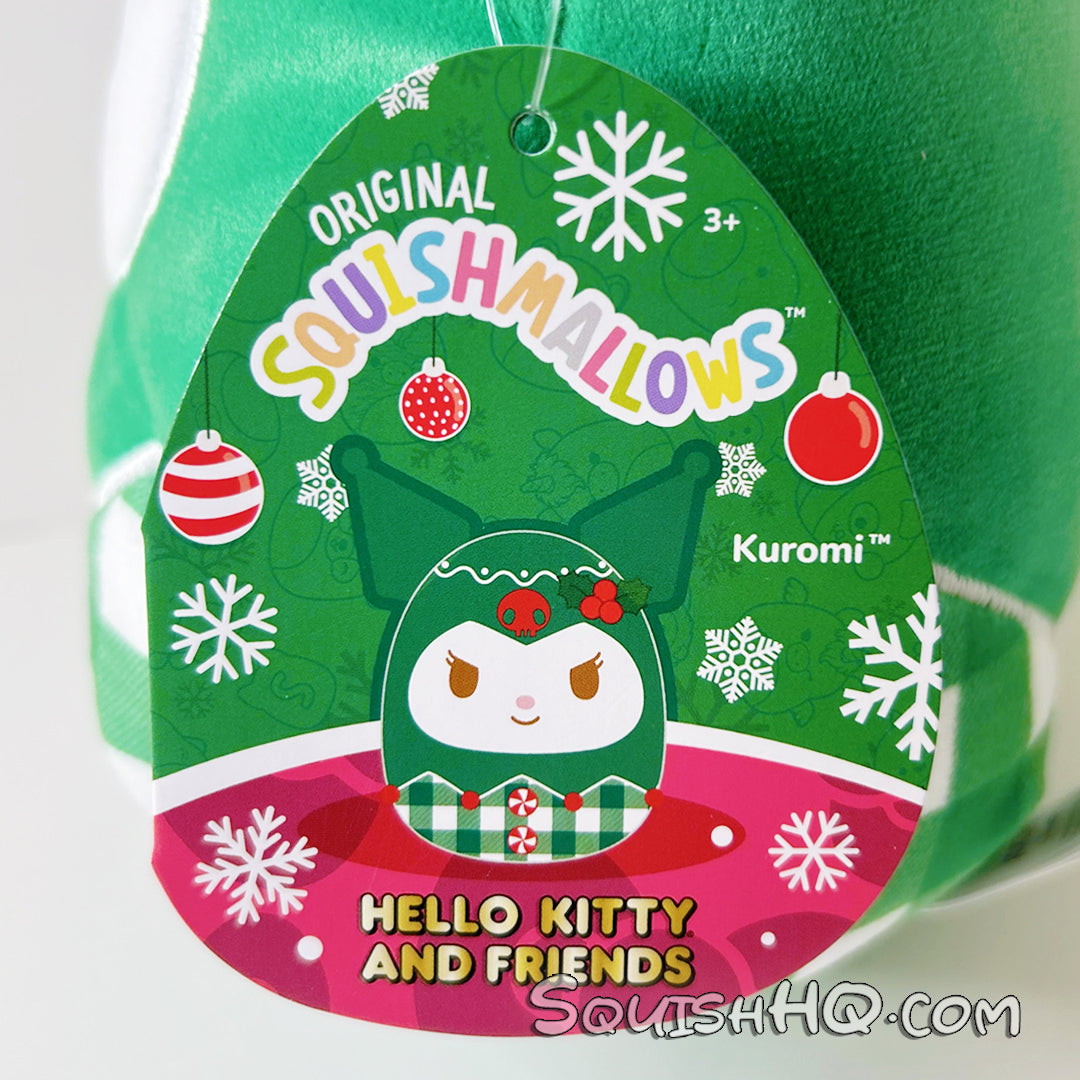 Squishmallows 8-Inch Sanrio Christmas Kuromi Festive Green Plaid