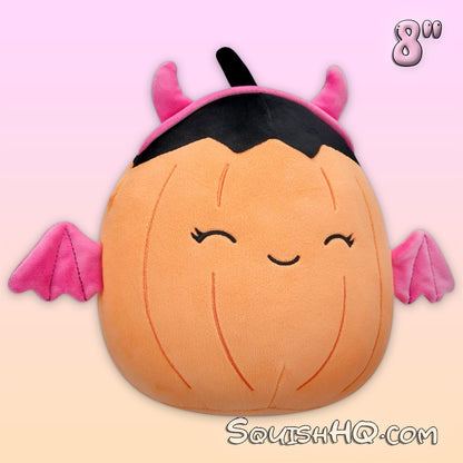 Squishmallows 8-Inch Margie Pumpkin in Pink Devil Costume