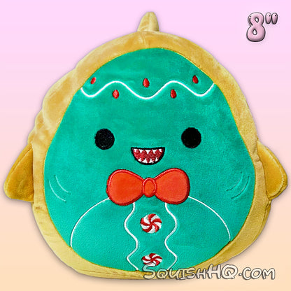 Squishmallows 8-Inch Mork the Frosted Gingerbread Shark