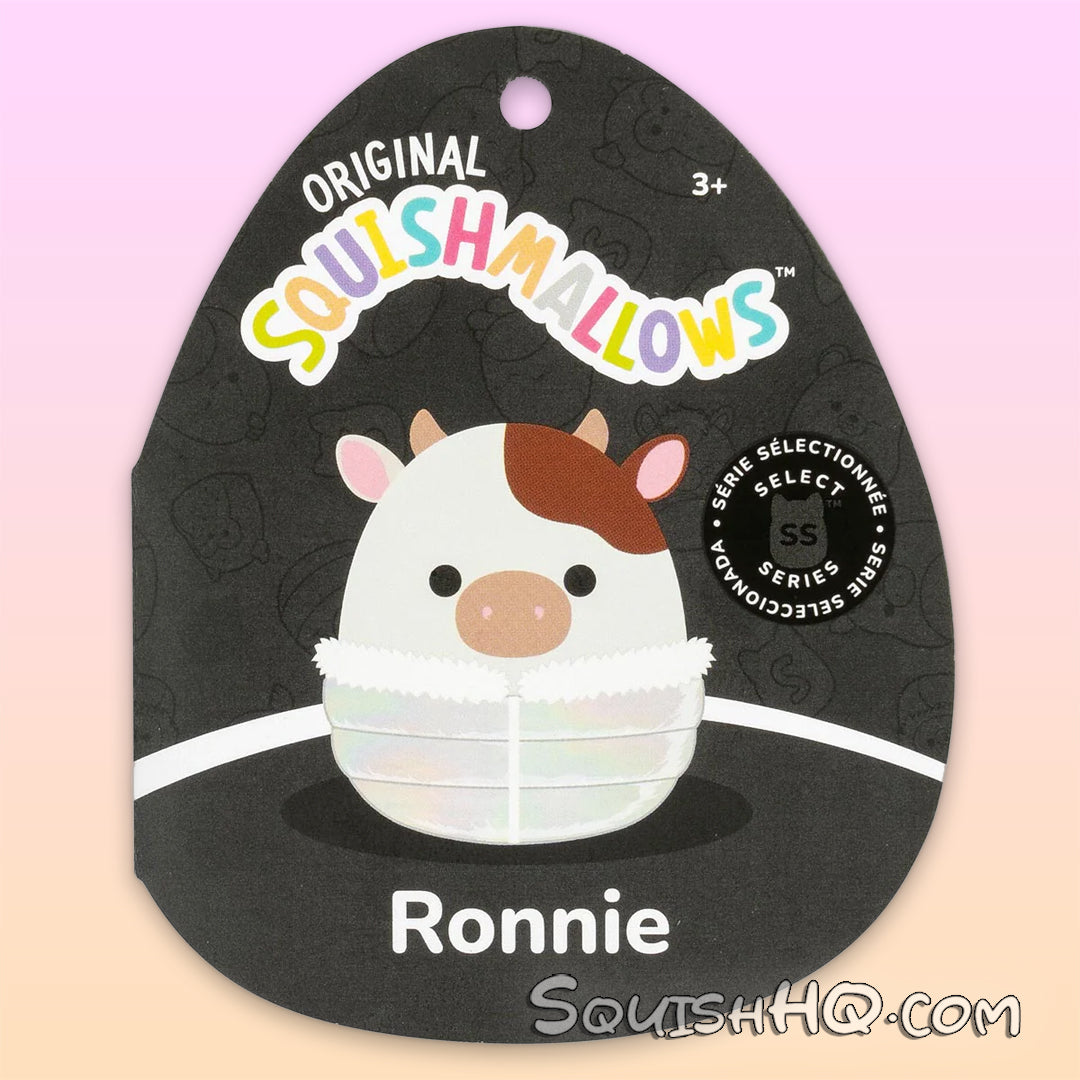 Squishmallows 8-Inch Select Series: Ronnie the Cow in Puffer Jacket