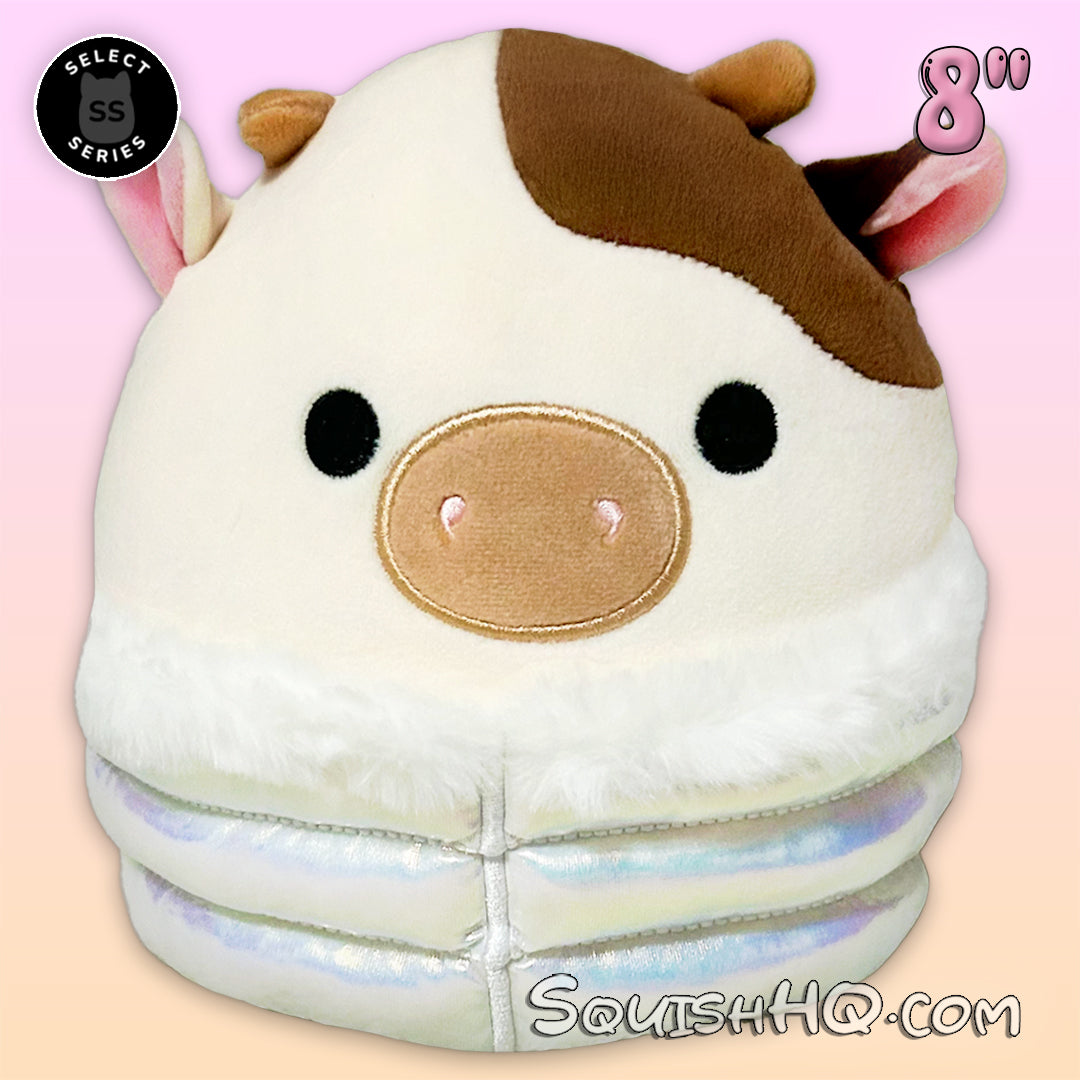 Squishmallows 8-Inch Select Series: Ronnie the Cow in Puffer Jacket