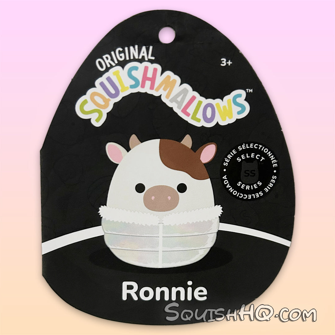 Squishmallows 8-Inch Select Series: Ronnie the Cow in Puffer Jacket