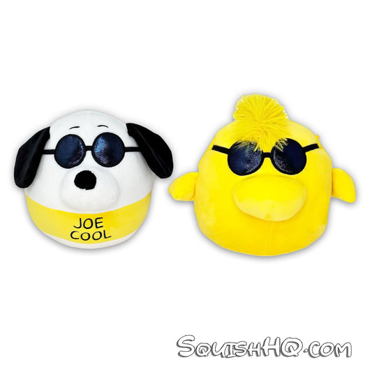 Squishmallows 8” Peanuts Snoopy and 8" Woodstock Joe Cool (2-Pack Bundle)