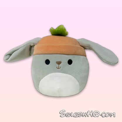 Squishmallows 4.5-Inch Valentina the Gray Rabbit with Beanie