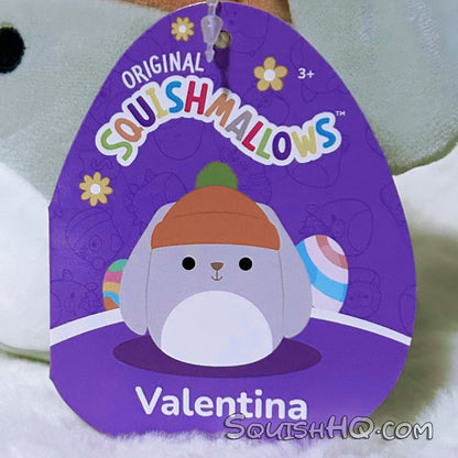 Squishmallows 4.5-Inch Valentina the Gray Rabbit with Beanie