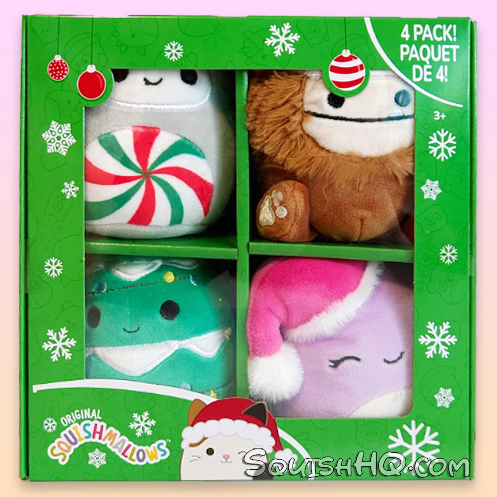 Squishmallows 4.5” Winter Holiday 4-Pack Christmas Benny Nissa Beula Johann